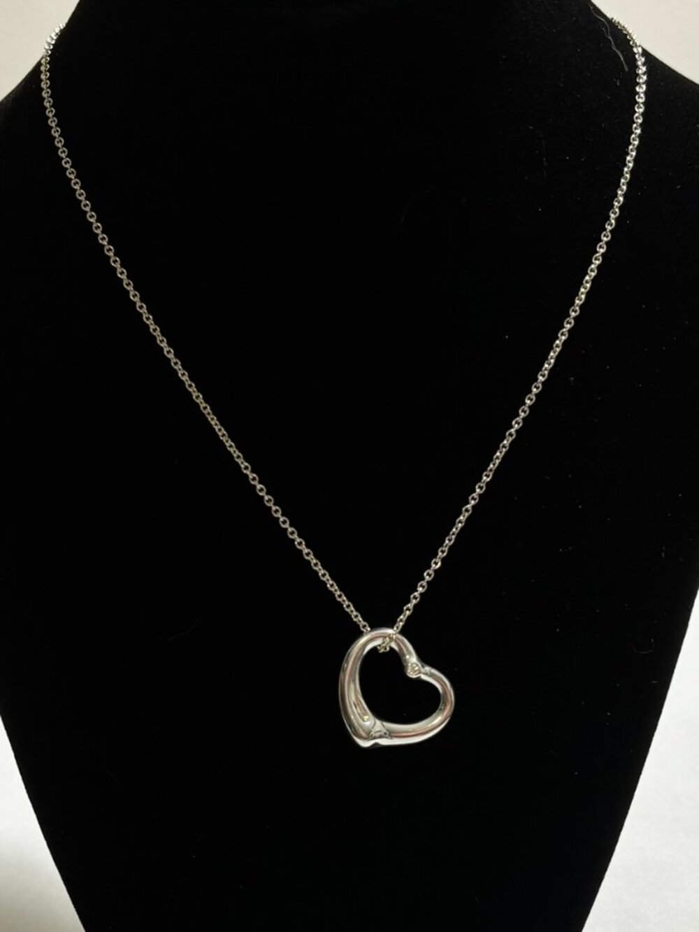 Tiffany Elsa Peretti Open Heart w/ Diamond Sterling Silver Necklace- EUC